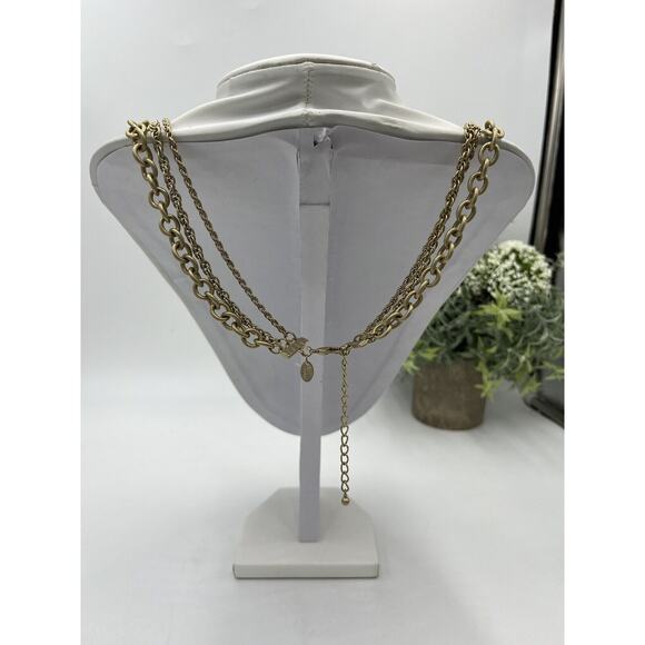 Lia Sophia Multi Strand Brushed Matte Gold Tone Long Celtic Knotted Necklace - Picture 6 of 12